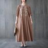 2025 Summer Plus Size Women's Retro Embroidered V-Neck Bell Sleeve Dress