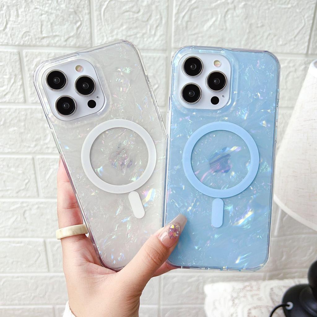 Applicable To Apple 16ProMax Powerful Magnetic Phone Case IPhone 14 Flash Powder 15 Acrylic Anti-fall Protection Case