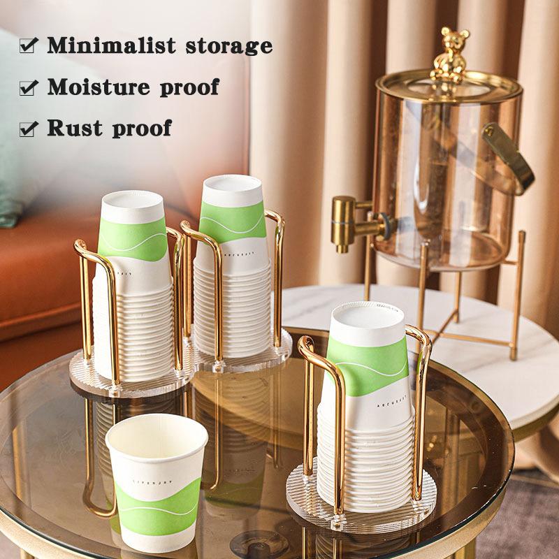 Luxury Disposable Cup Storage Holder Water Tea Cups Dispenser Rack Shelf with Longer Stick Mug Display Stand Home Organizer