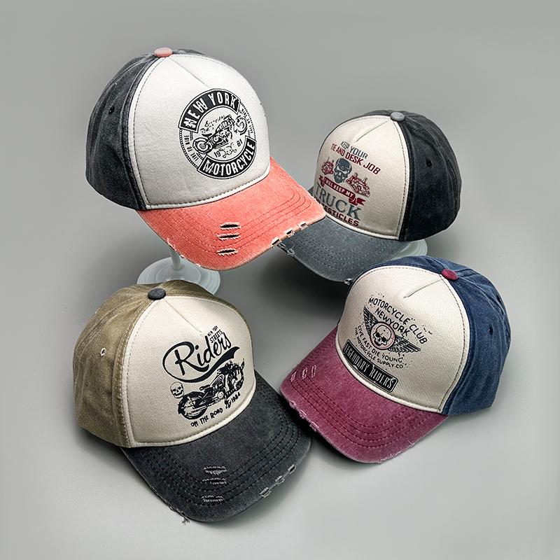 Zealous Sole Women's White/Black/Blue Motorcycle Sunshade Men Baseball Hats Cotton American Style Retro Contrasting Colors Fashion Snapback Caps Versatile New 54-60Cm