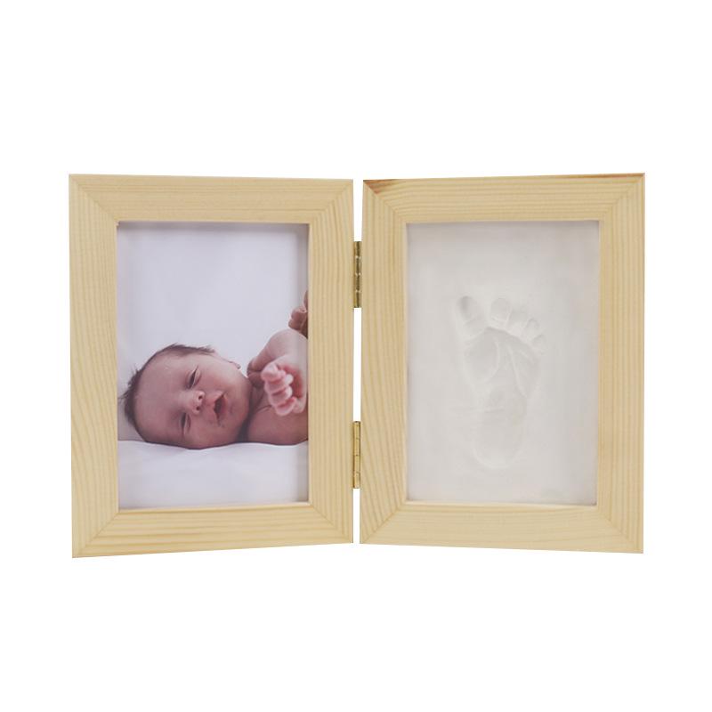 Baby's First Month Wooden Hand & Footprint Clay Frame with Photo Space