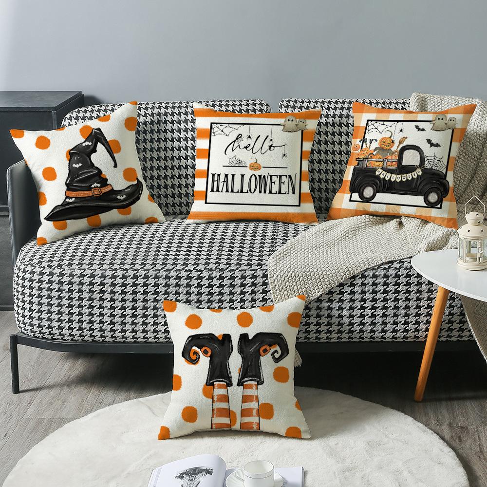 New Halloween Letter Print Pillow Case Sofa Cushion Bedroom Bedside Backrest Nap Pillow Case