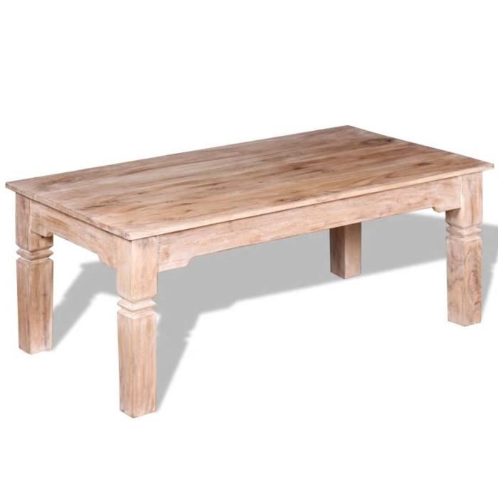 Table basse - vidaXL - Bois d'acacia - 110 x 60 x 45 cm - Blanc - Contemporain