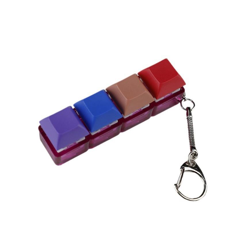 4-Keys Mechanical Keyboard Key Toy Keychain Party Stress Relief Diy Fidget Button Keycap Fidget Keyboard Toys Finger Keyboard