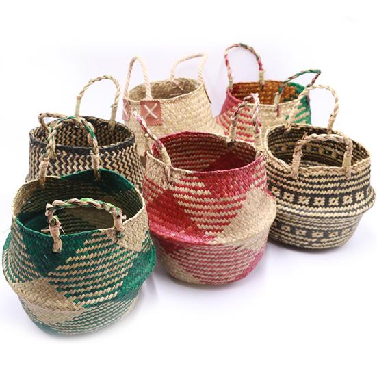 

Подвесной складной тканый балкон Декор Ротанг Корзина для хранения Цветочный горшок Сад