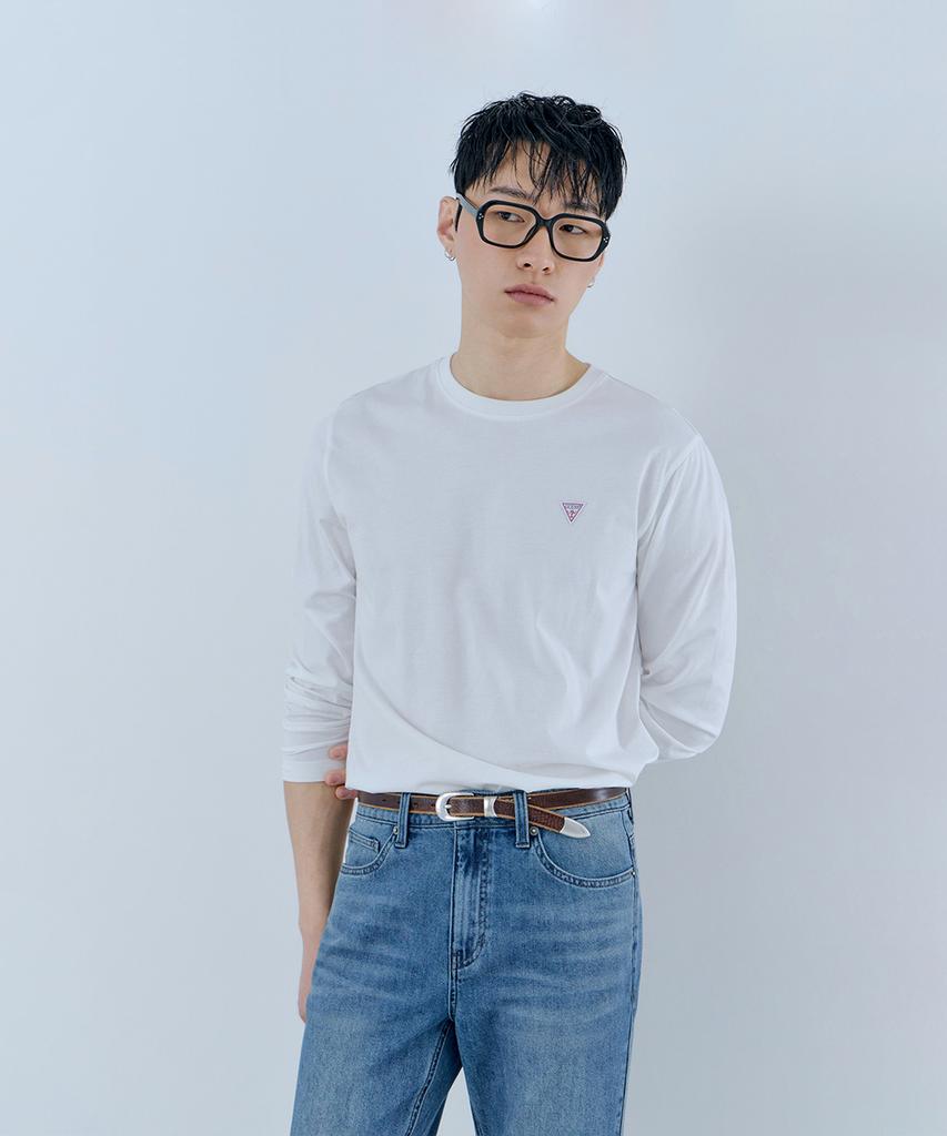 GUESS [On] 3-Color Regular Fit Round Long Sleeve T-Shirt Nq1Ke401