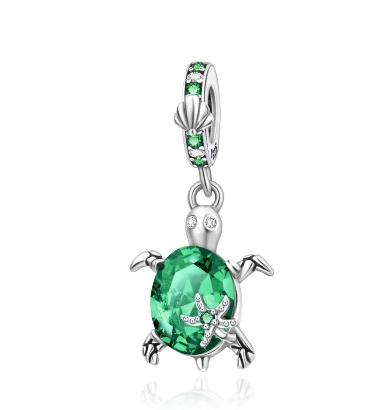 Brand New Summer Murano Glass Sea Turtle Dangle Charm Bead Component Colorful Crystal Pendant Bead Components Compatible With Authentic Original