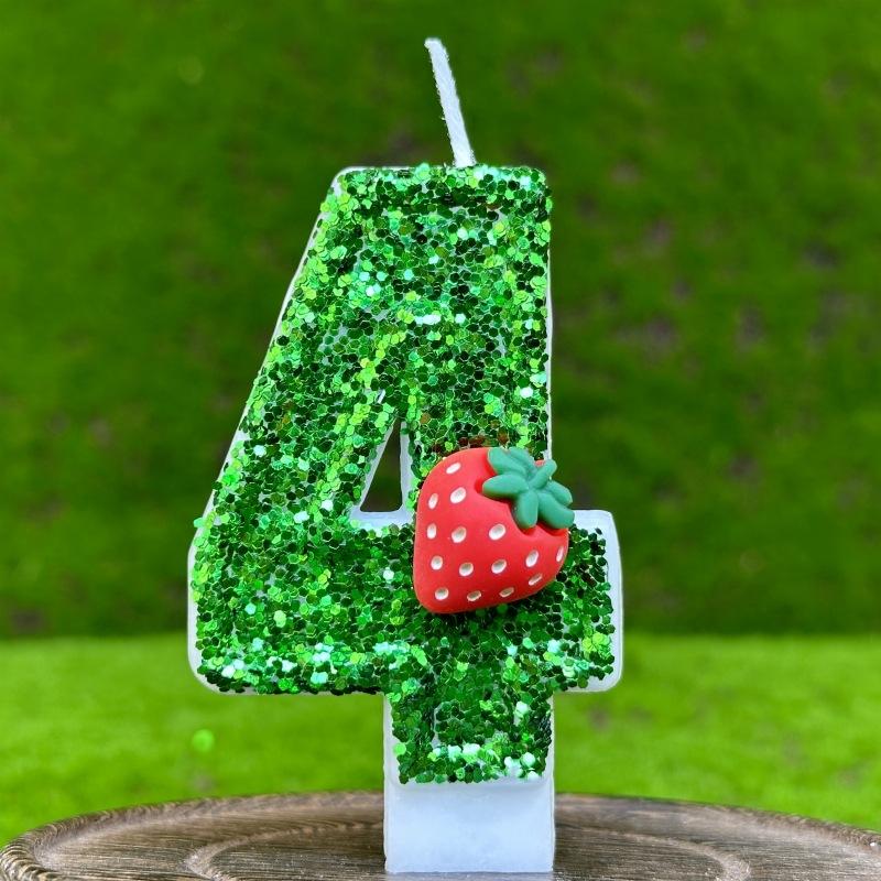 Strawberries Number Boy Birthday Candle Mini Party Supplies Girl Candle 3 Years Wedding Decorations Items Candles For Cake