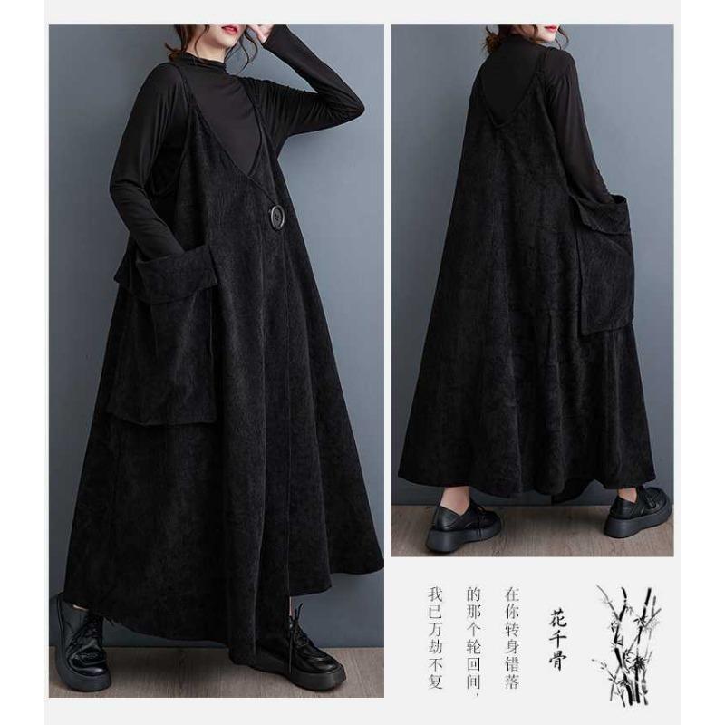 New Plus Size Design Crafted Straps Adjustable Loose Dresses