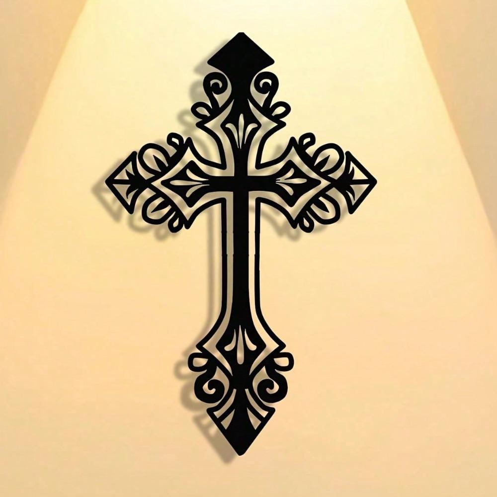 Vintage Hollow Cross Metal Sign Wrought Iron Wall Decor Home Gift Holiday Religious
