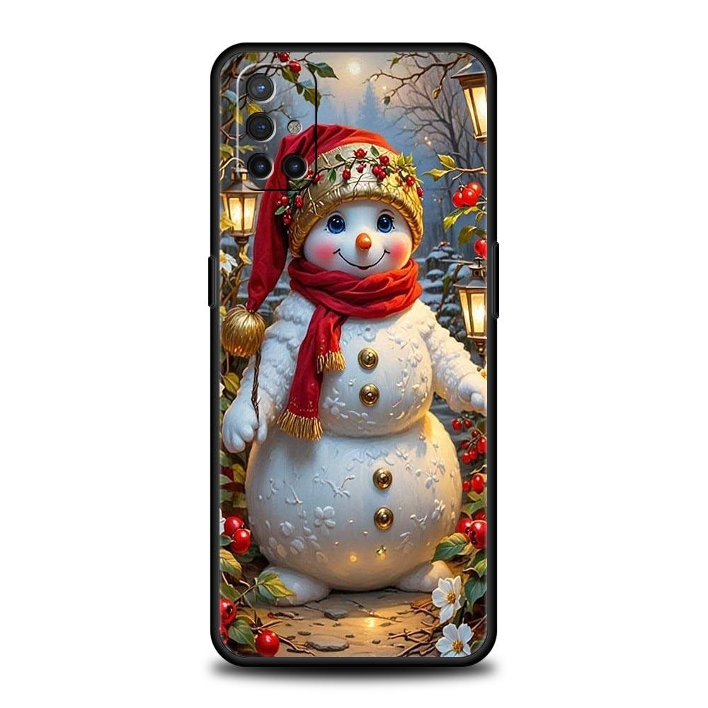 Phone Case For Oneplus 13R 13 12 10T 11 R10 Nord N100 N200 N10 9 9R CE 2 3 Z Pro Lite 5G Soft TPU Cover Christmas Snowman Capas