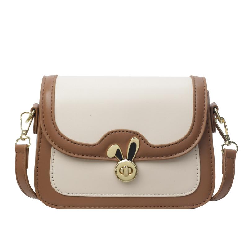 Spring and summer contrasting color small square bag, new trendy high-end texture versatile shoulder bag, simple commuter messenger bag