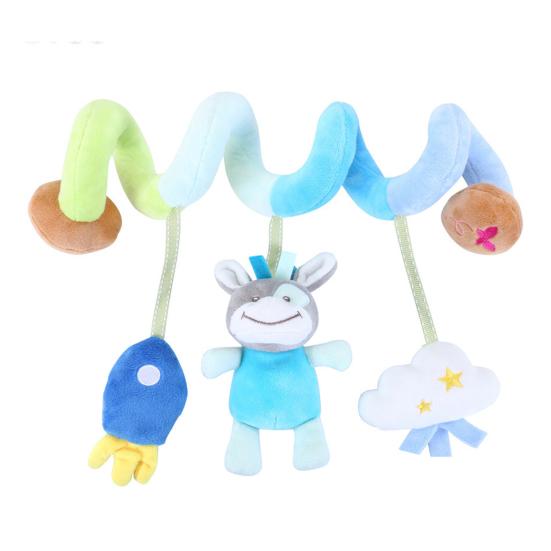 Baby Spiral Plush Toy with Teether Ring Fox Giraffe Bird Beetle Caterpillar Donkey
