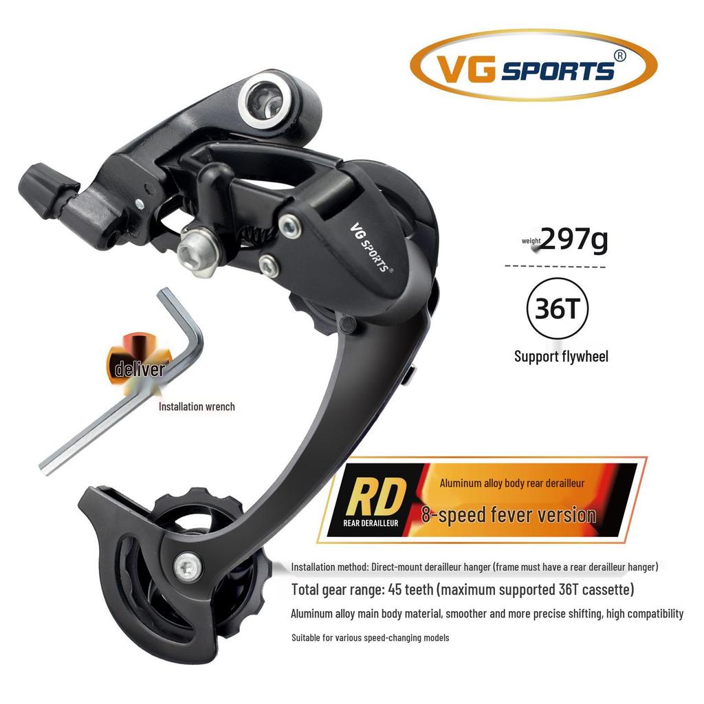 VG Sports Mountain Bike Shifter and Derailleur Set: 8-11 Speed, Aluminum Alloy Body.