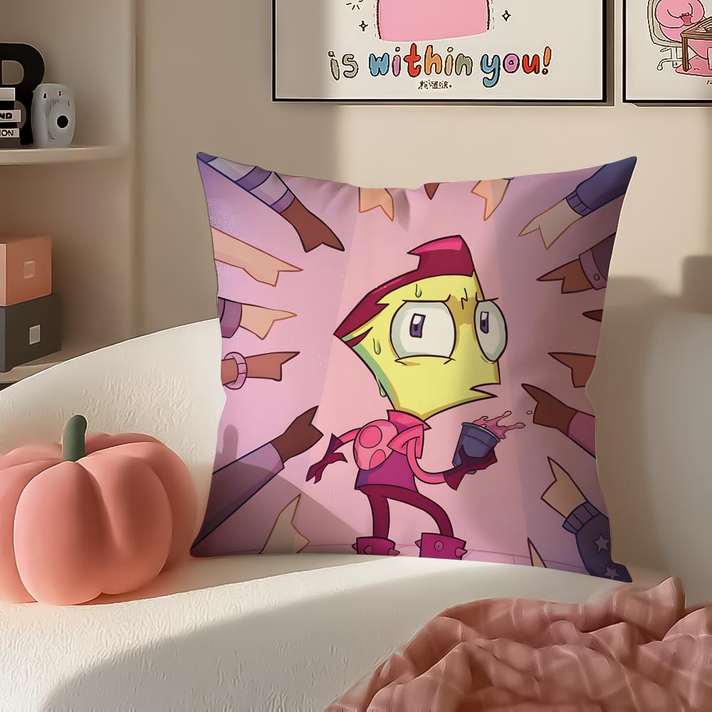 Weird Wacky Absurd Animated Series IInvader Zim Cushion Cover Pillowcase Short Plush Invisible Zipper Room Sofa Cushion Cover
