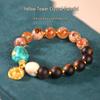 Elegant Chinese Beaded Agarwood & Crystal Bracelet with Retro Pendant for Women