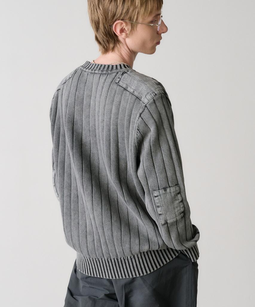 KNOUUN Crew Washed Neck Knit (Charcoal)