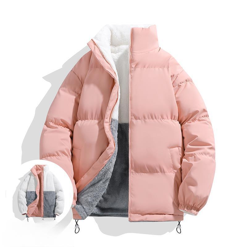 Lammwolljacke Herren Herbst und Winter Stehkragen Baumwollkleidung Neue Jungen Winterkleidung Gepolsterte Brotkleidung Dick gefüttert