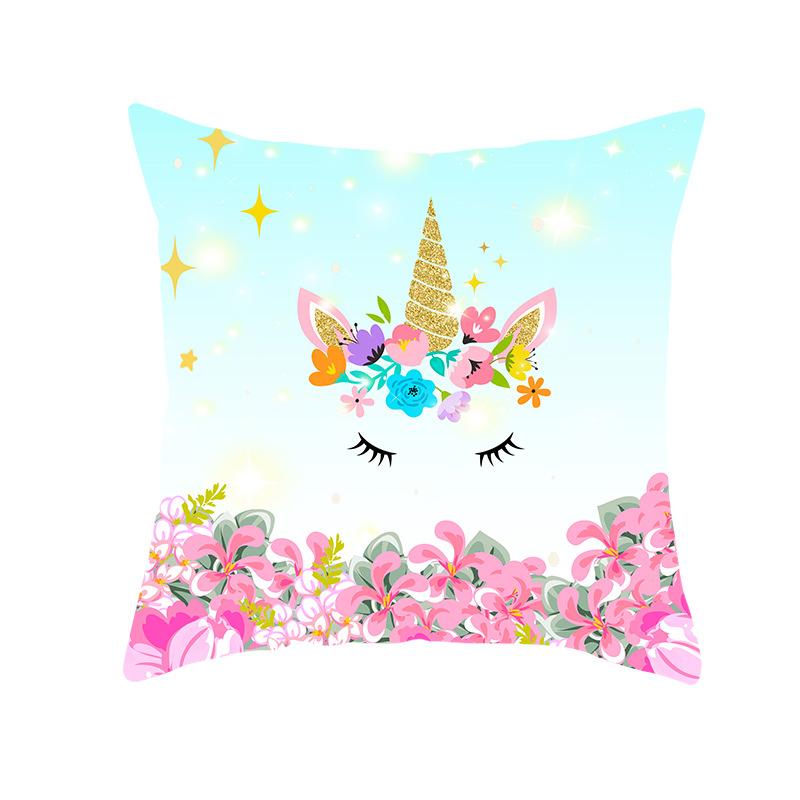 Time Cartoon Home Decor Pillow Purple Unicorn Pillowcase Rainbow Sunrise Sofa Cushion Cover