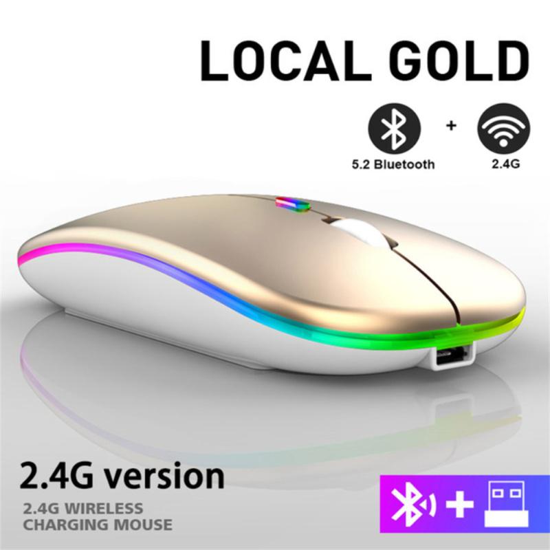 Chaud! Souris sans fil 2.4g Compatible Bluetooth Rgb Rechargeable Silencieuse Rétroéclairage Led Souris de jeu ergonomique
