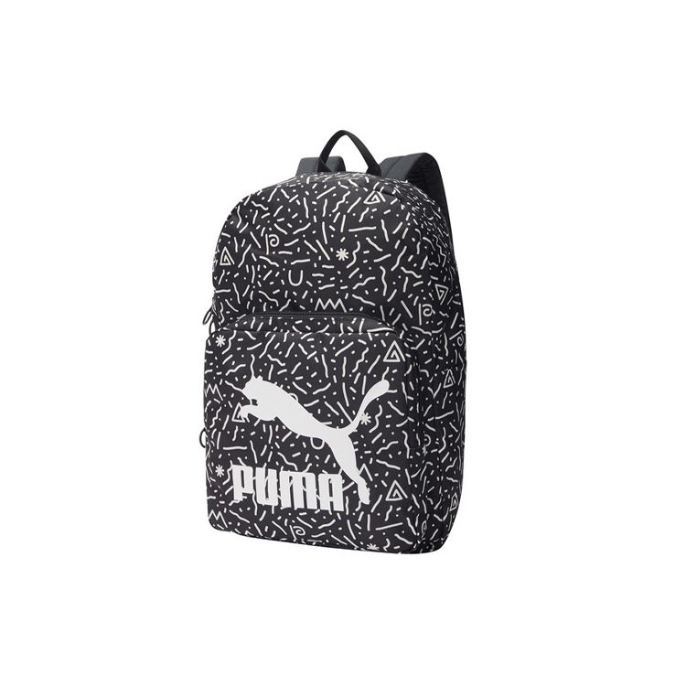 Puma Originals Backpack White Print Fabric Unisex Backpack Black 077353-04 Black