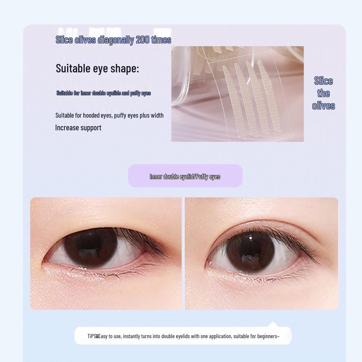

Tianlai High-Adhesive Matte Invisible Eyelid Tape - Seamless, Natural, Transparent for Swollen or Single Eyelids