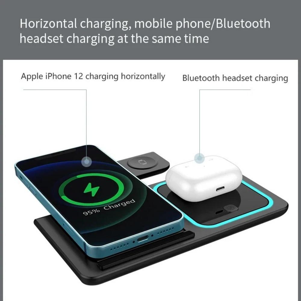 30W 3 In 1 Magnetic Fast Wireless Charger Stand Foldable Charging Station For iPhone 15 14 13 Apple Watch 9 8 7 6 5 Airpods Pro