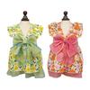 Spring Summer Pet Dress Ruffle Flying Sleeves Tulle Bow Floral Print Small