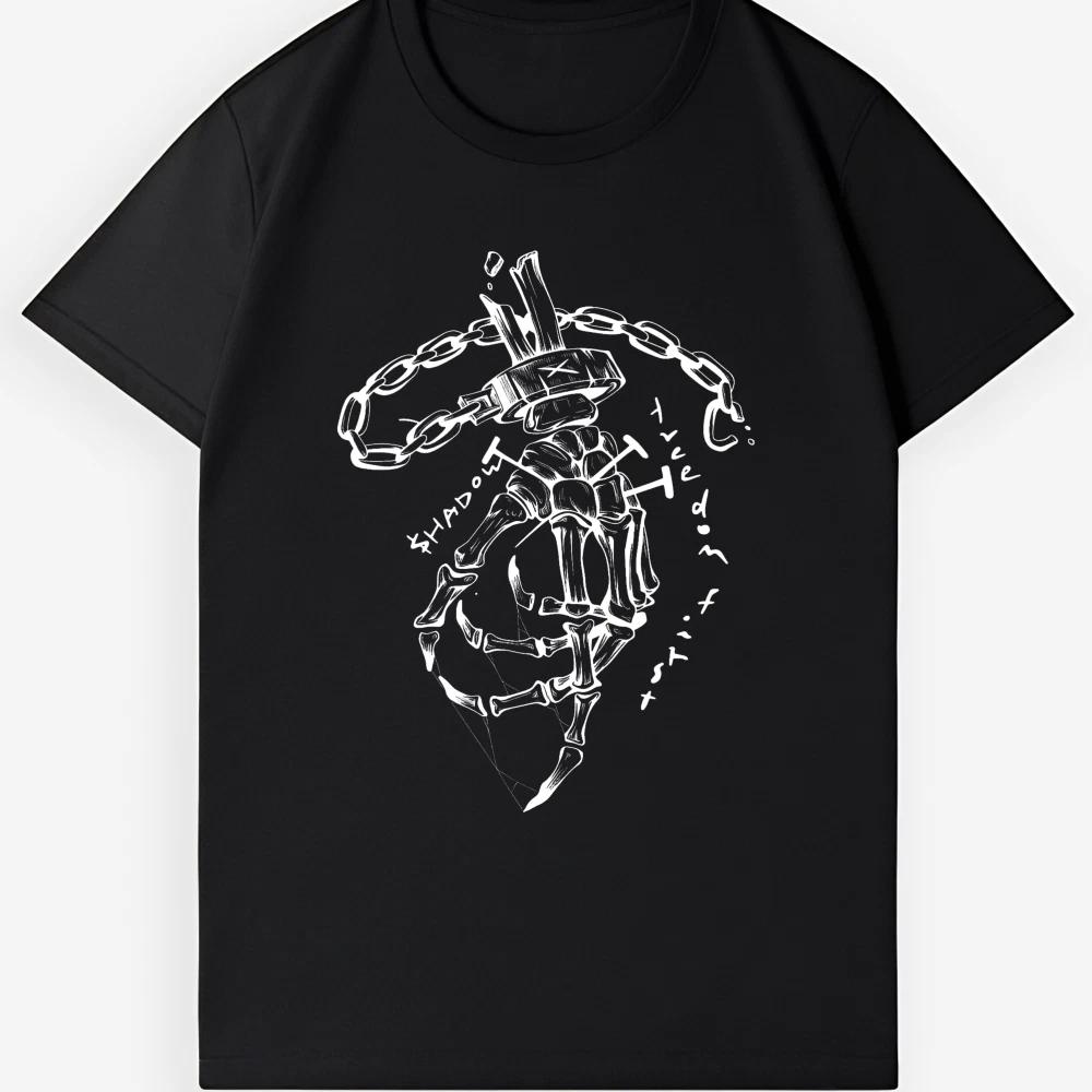 Bones & Chains Art Print Tee | Dark SHADOW Series Unisex Casual Shirt XL
