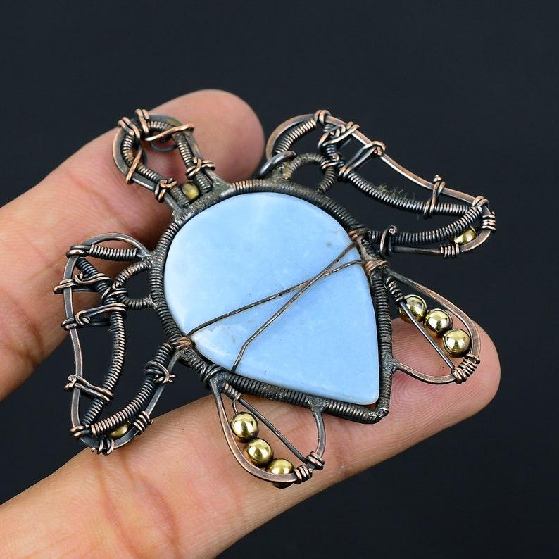 Turtle Owyhee Opal Pendant Copper Wire Wrapped Pendant Owyhee Opal Gemstone Handmade Pendant Jewelry Owyhee Opal Jewelry Anniversary Gifts