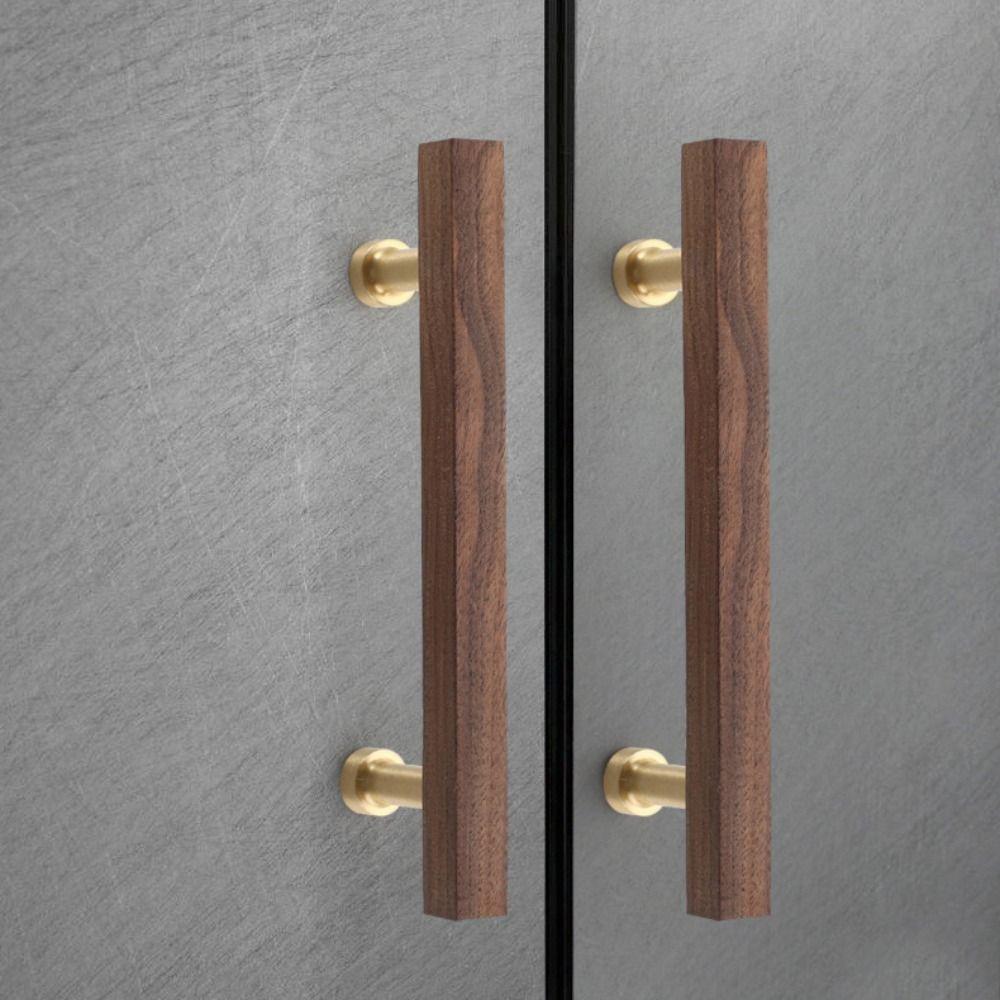 High-End Walnut Wood Wood Cabinet Handles Luxury Design Beech Wood Door Knobs Minimalist Modern Wooden Handles Kitchen