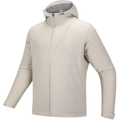 Bequeme Lässige Schlichte Kapuzen-Reißverschlussjacke Herrenjacken Dünensandgrau 952517605-2