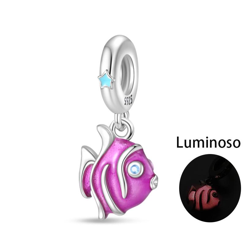 Copper Elegant Glowing Angel Sea Creature Charm Bead For 3Mm Original Bracelet Diy Ladies Jewelry Gift