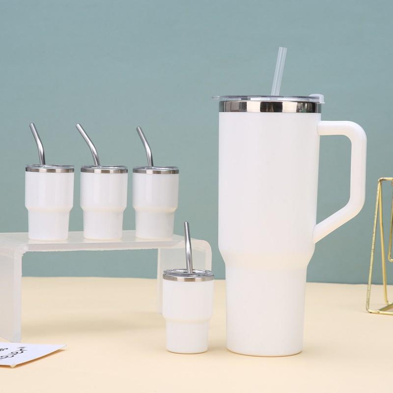 40oz Stainless Steel Insulated Tumbler With Handle Straw Lid Large Capacity Travel Cup Car Office Gym