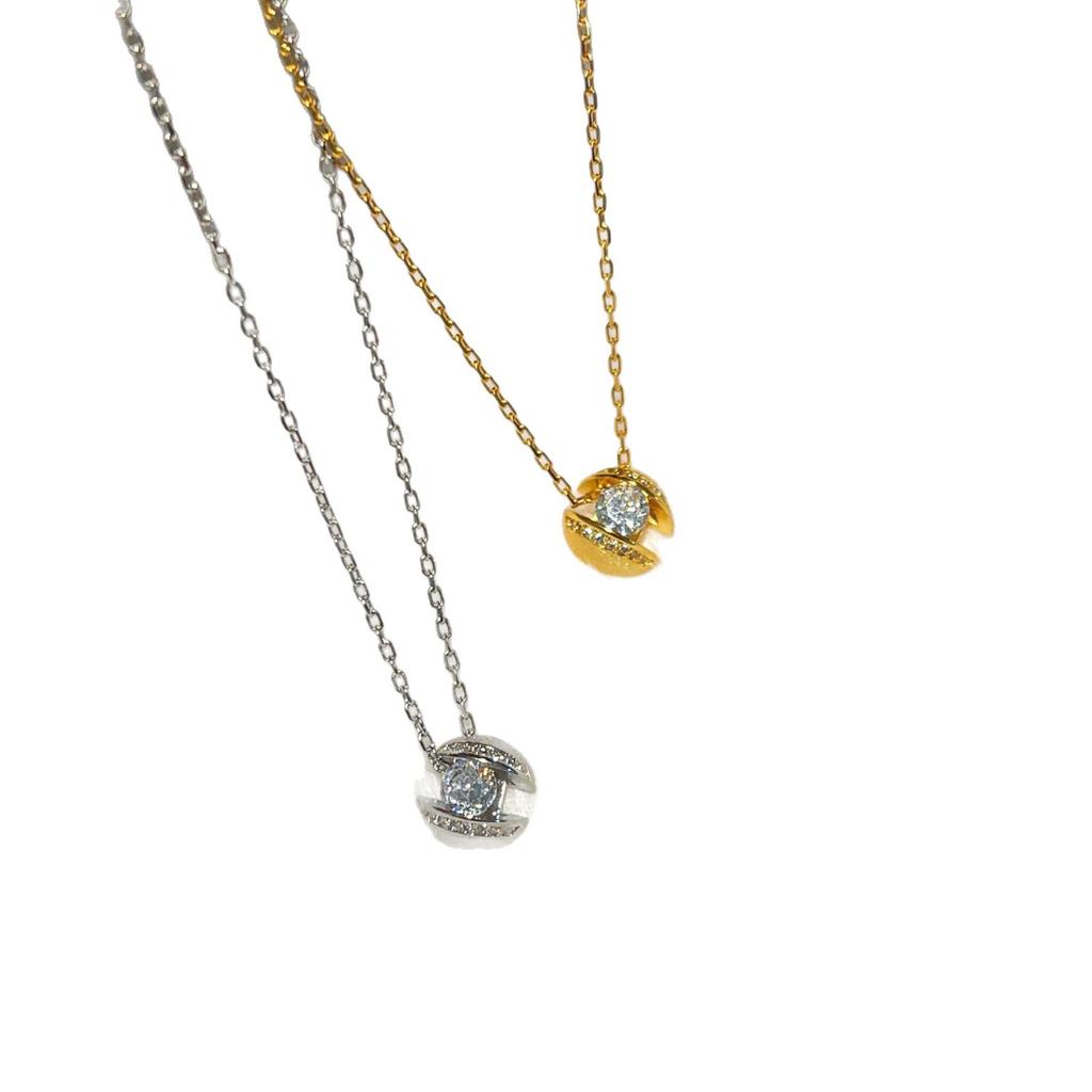 Medieval Brushed Suspension Diamond Necklace Female Niche Design Micro-Inlaid Flash Diamond Light Luxury High-End Clavicle Chain