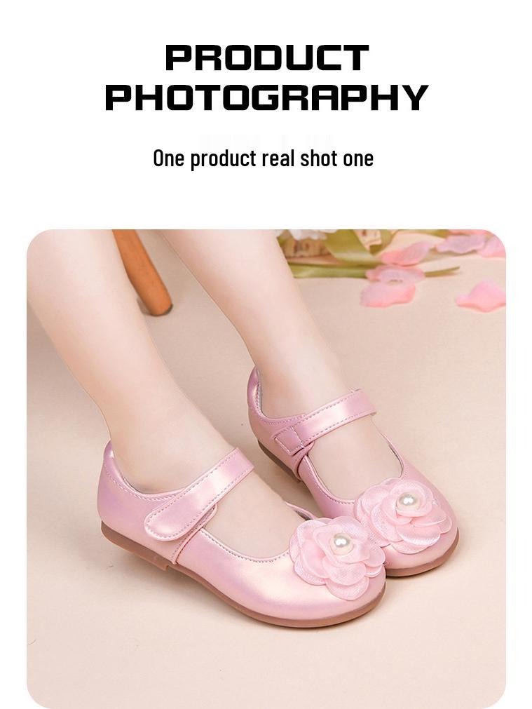 Spring & Autumn Flower Girl Loafers: Kids' White Leather Princess Shoes