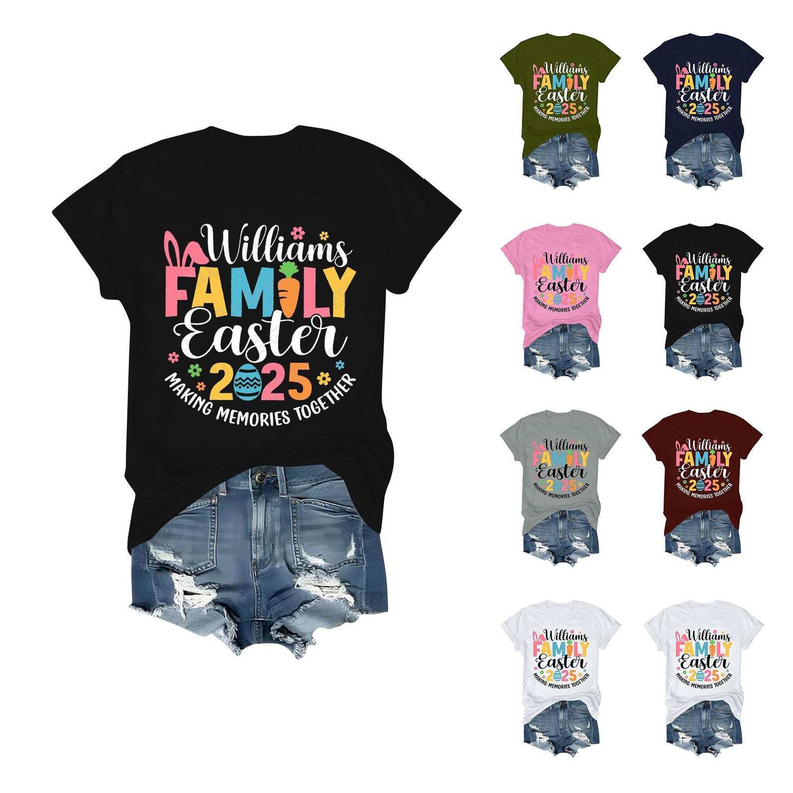 

Women s Daily Holiday Printed Short Sleeve Easter Short Sleeve Round Neck Retro Short Sleeve Summer Casual Tops XL чёрный