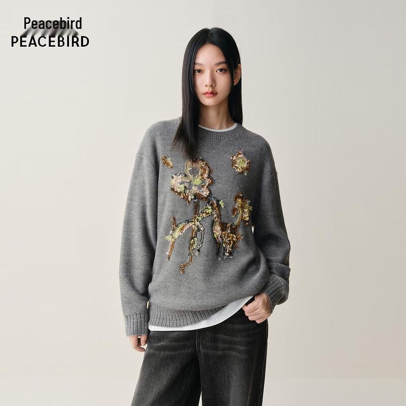 

Женский трикотажный пуловер PEACEBIRD с 3D-цветочным узором и круглым вырезом L