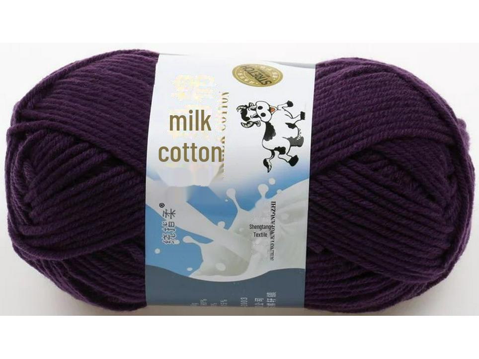 5-Strand Milk Cotton Baby Wool Hat & Scarf Hand-Woven Medium-Thick Yarn Set