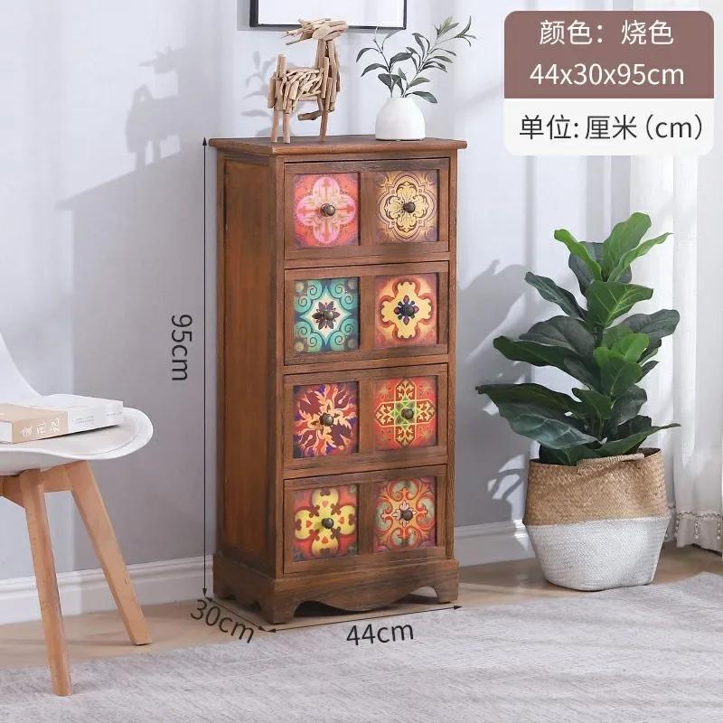 Multi-storey Locker Living Room Retro Storage Cabinet  American Bedside Table Bedroom Wide Cabinet Nightstand Home Furniture