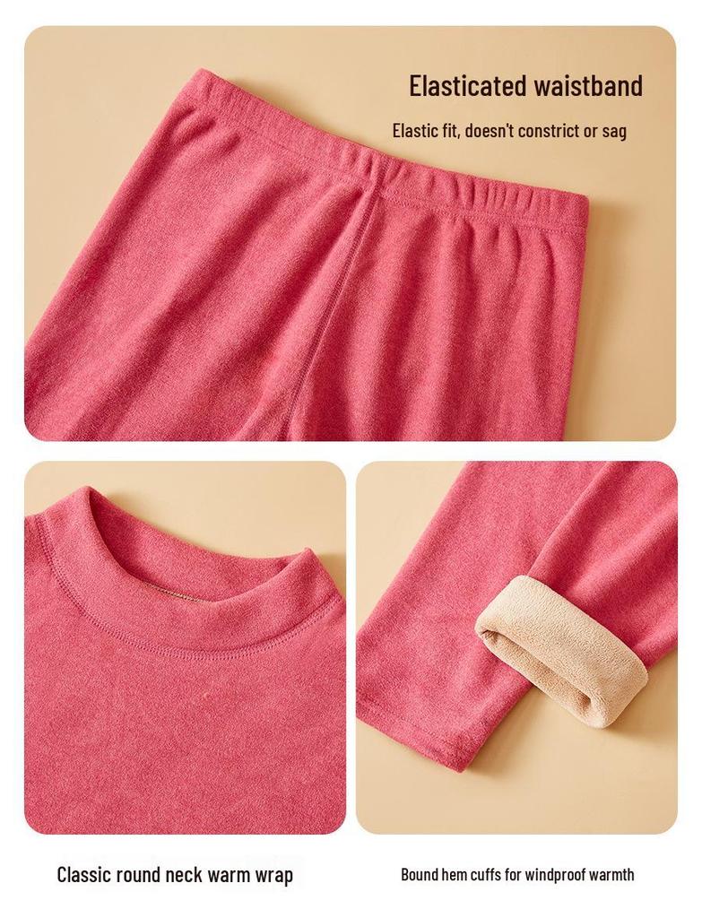 Unisex Lambswool Underwear Set with Fleece Lining & Thick Fabric for Autumn/Winter.
