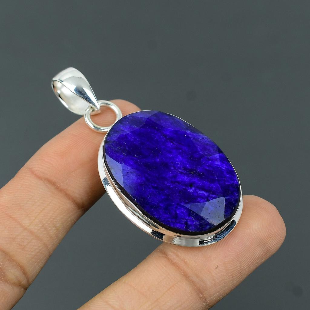Blue Sapphire Pendant 925 Sterling Silver Pendant Blue Sapphire Gemstone Jewelry