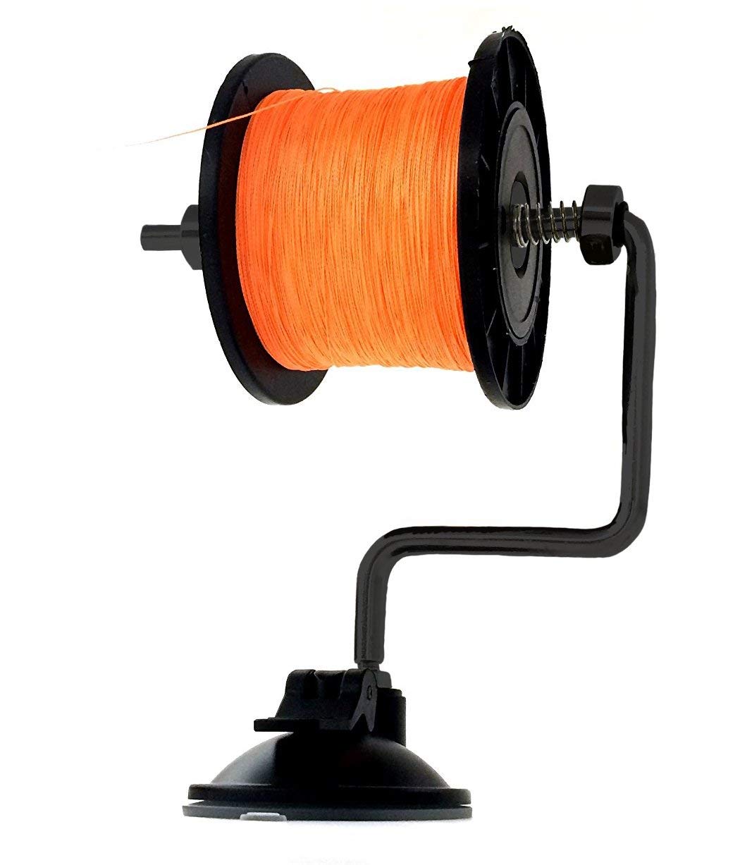 

Orurudo Fishing Tackle Line Winder with Lever-Operated Powerful Suction Cup, Secures to Table or Other Surface for Easy Line Winding, Black