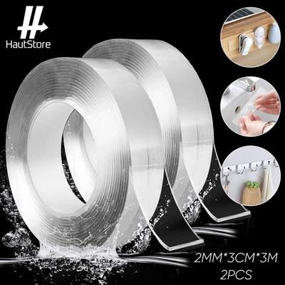 Ultra-Strong Double-Sided Adhesive Tape 2MM*3CM*3M High Temperature Resistance Reusable 2Pcs