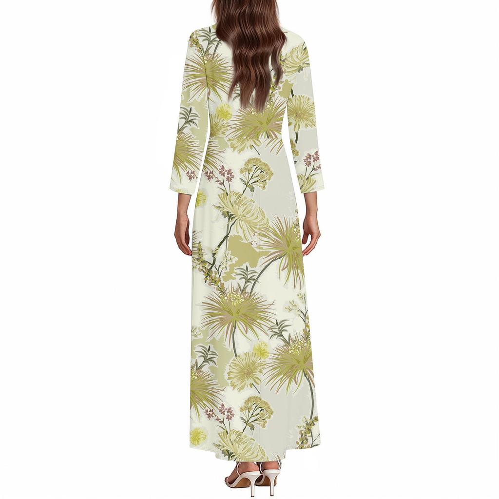 Dresses For Womens Vintage Tunic Waisted Midi Dress Summer Casual 3/4 Sleeve Dress