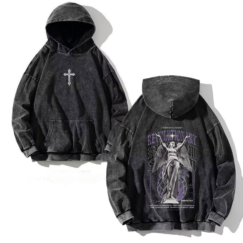 Mode Herren Hoodies Vintage Totenkopf Kreuz Print Täglicher Casual Pullover Frühling und Herbst Langarm Sweatshirt Herren Übergröße Oberteil Kleidung
