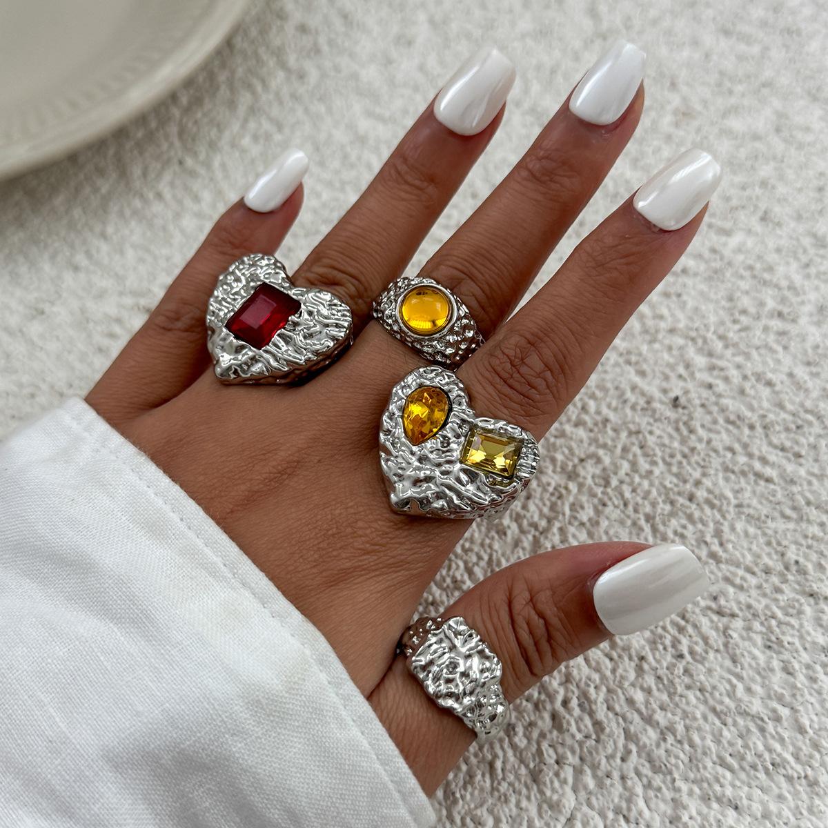 

4 шт./компл. Винтажное золото цвет сердце геометрическое кольцо на палец модные нерегулярные регулируемые открытые плиссированные кольца ювелирные изделия для женщин ювелирные подарки аксессуары