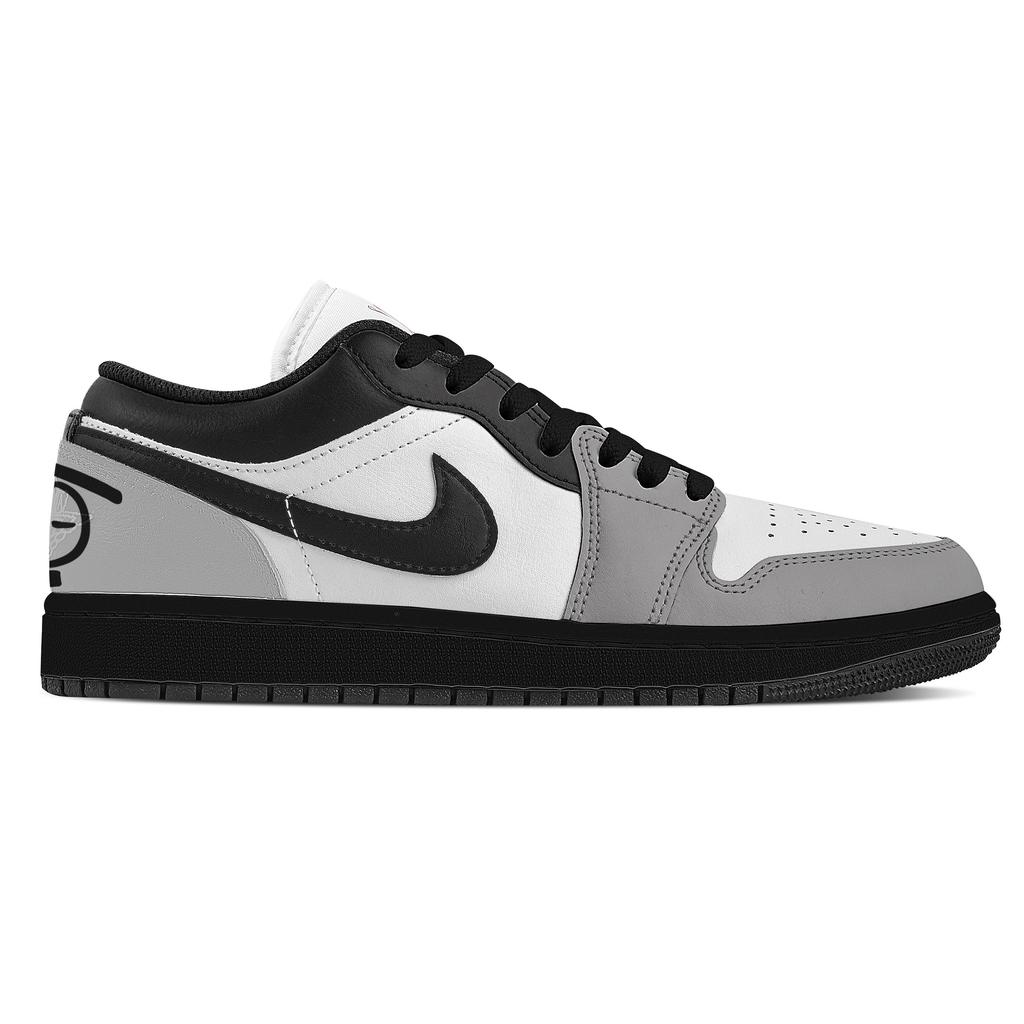 Jordan Air Jordan 1 Black Hole Product Abrasion Resistant Slip Resistant Low top Vintage Basketball Shoes Unisex Gray 553558-165(Team529-)