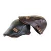 British Style Solid Color Forward Peaked Cap Korean Style Hat Leather Flat Cap Men Beret Hat