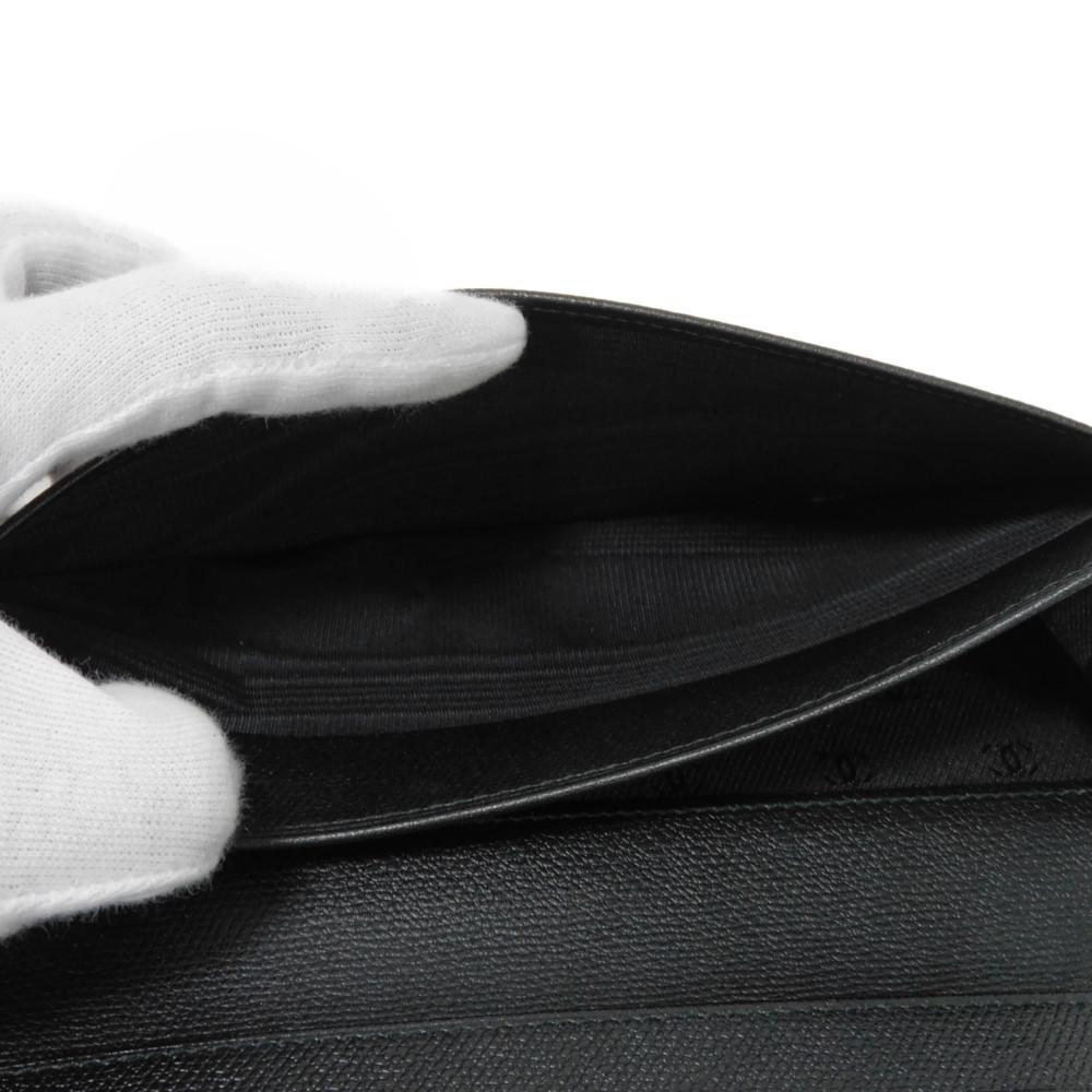 Used 10097 COCO Button Long Flap Wallet A20905 7940 Excellent Condition CC Mark Calfskin Enamel 9th Series COCO Mark